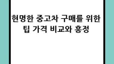김천 평화동 중고차: 현명한 선택을 위한 키로수 가이드